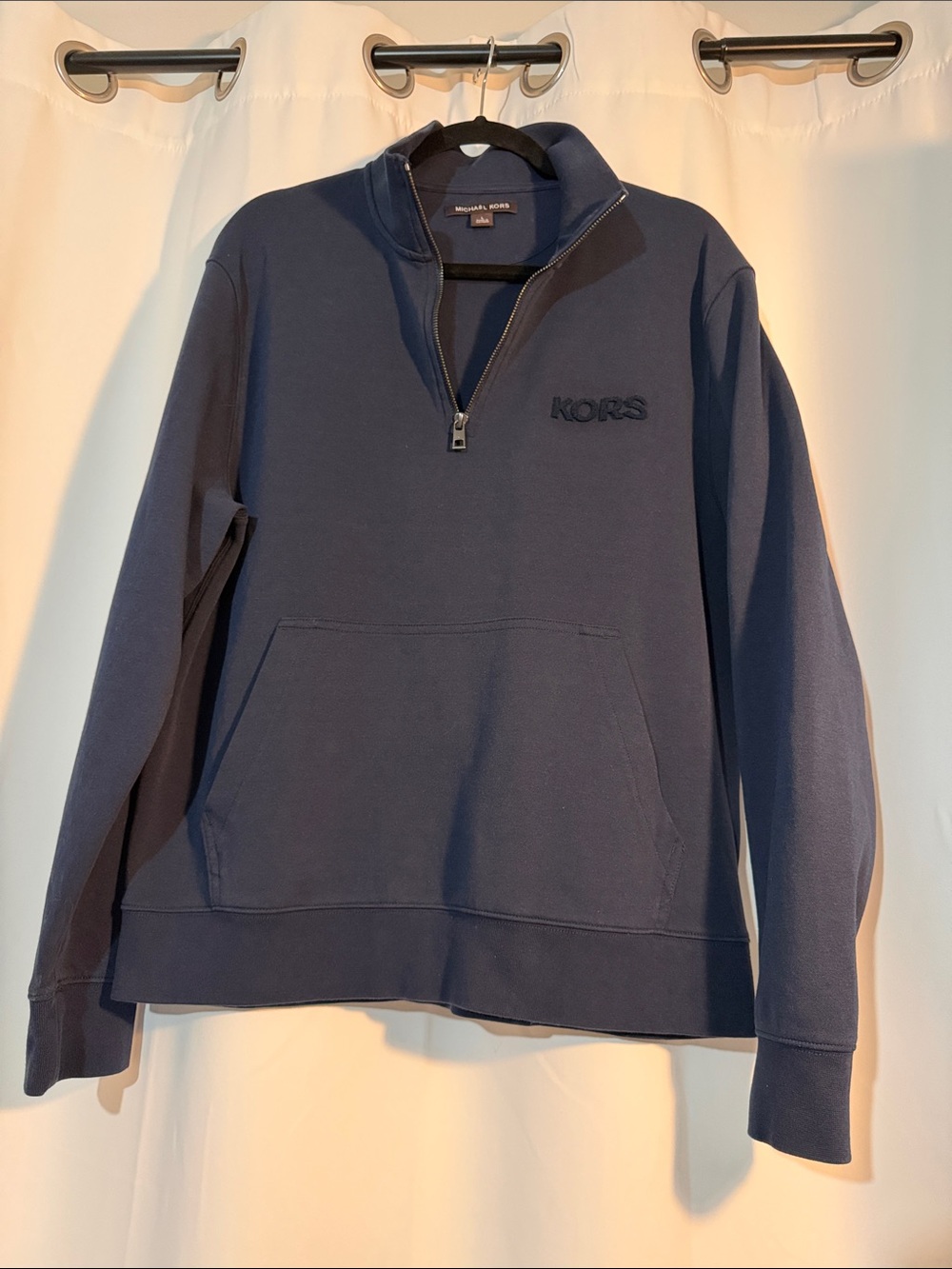 Michael Kors Men's Navy Half-Zip Sweatshirt with KORS Embroidery B5